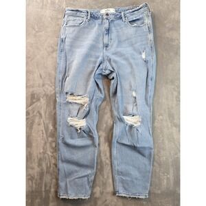 Hollister Curvy High-rise Mom‎ Jeans 17L 33x29 MSR (34×29) Distressed Light Blue